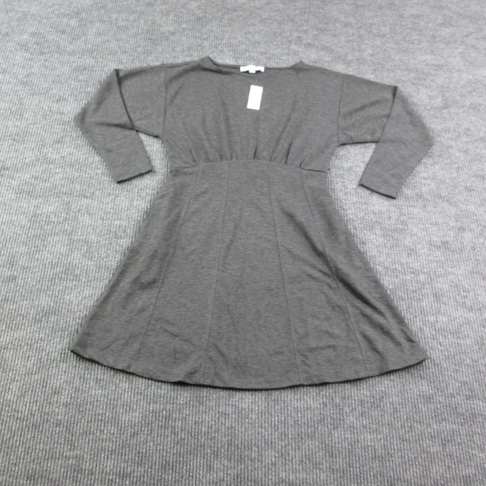 LOFT Sweater Dress Womens M Gray Fit & Flare Knee Length Jersey Stretch NWT